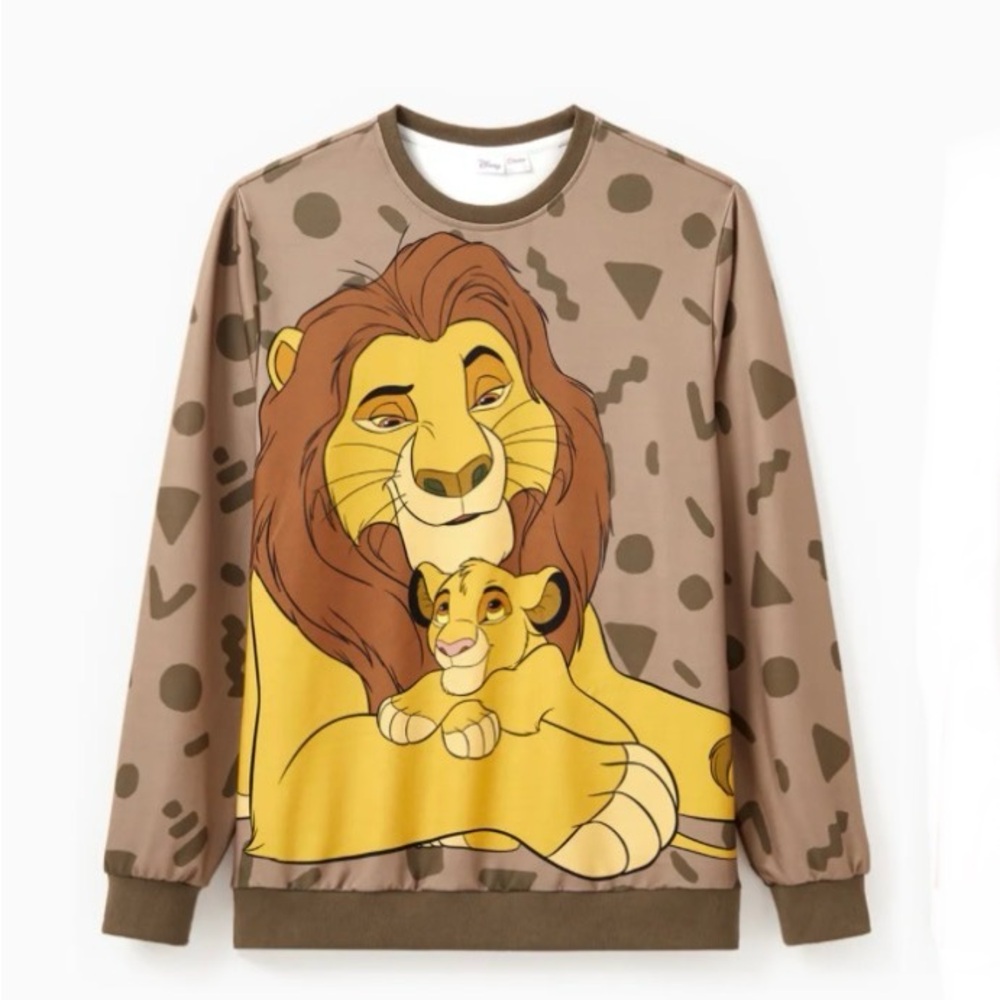 Disney Men Lion King Brown & Yellow Graphic Pullover Sweatshirt, Size L
